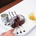Chocolate fondant with cream