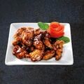 Chicken fritters with caramel