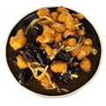 Chicken fritters with mushroom and bamboo