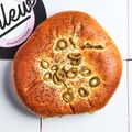 Pretzel bread with olives