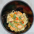Salmon teriyaki pastas