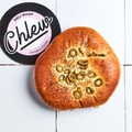 Pretzel bread with olives